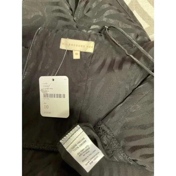 NWT Free People Sun Becomes Her Black Jacquard Dress Size 10 With Adjustable Str - Picture 2 of 6